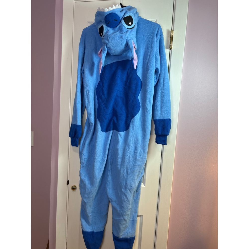 Disney Lilo & Stitch Blue Fleece Kigurumi one piece Pajamas Medium Costume